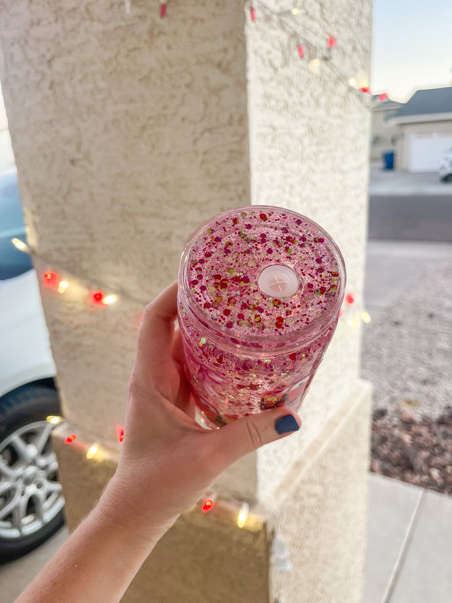 Cars and Bows snow globe tumbler - acrylic