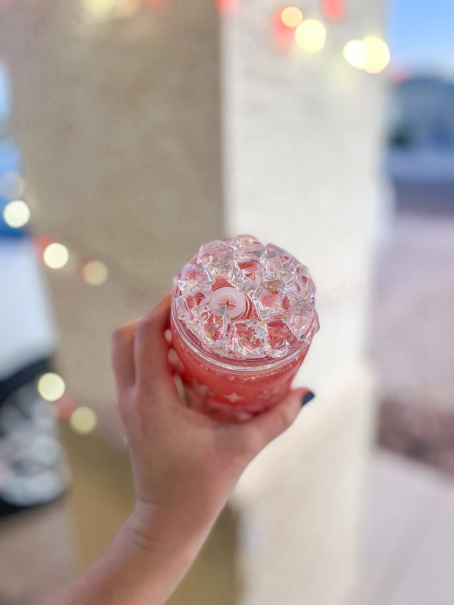 Checkered Mama snow globe tumbler - acrylic