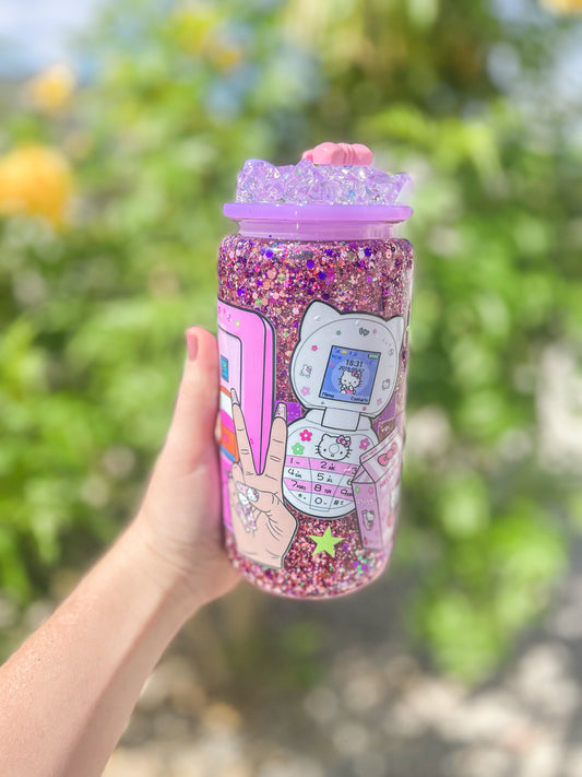 Y2K snow globe tumbler - glass