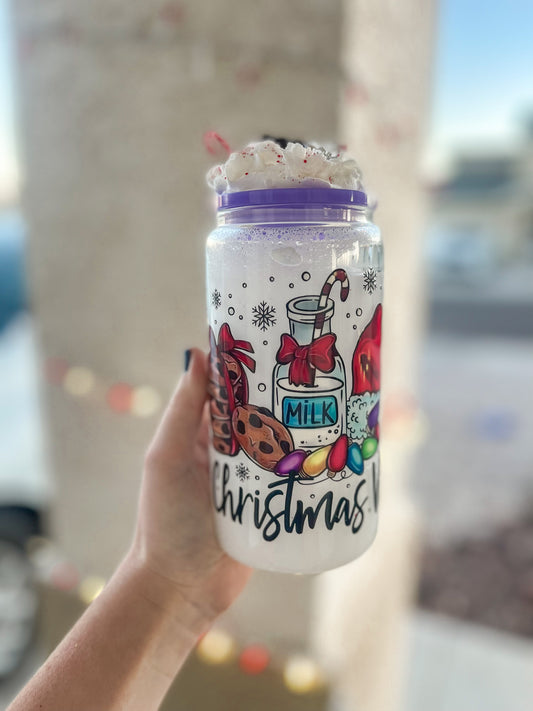 Christmas Milk snow globe tumbler - glass
