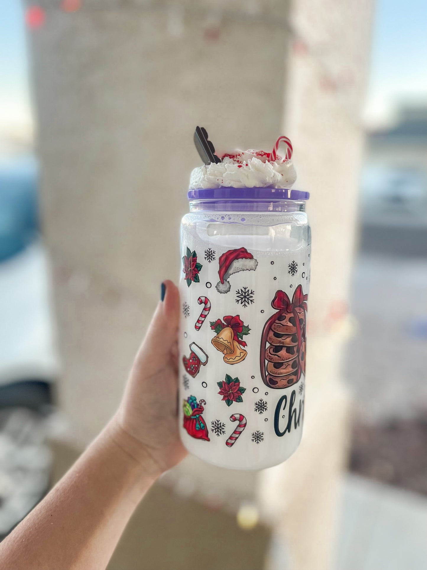 Christmas Milk snow globe tumbler - glass