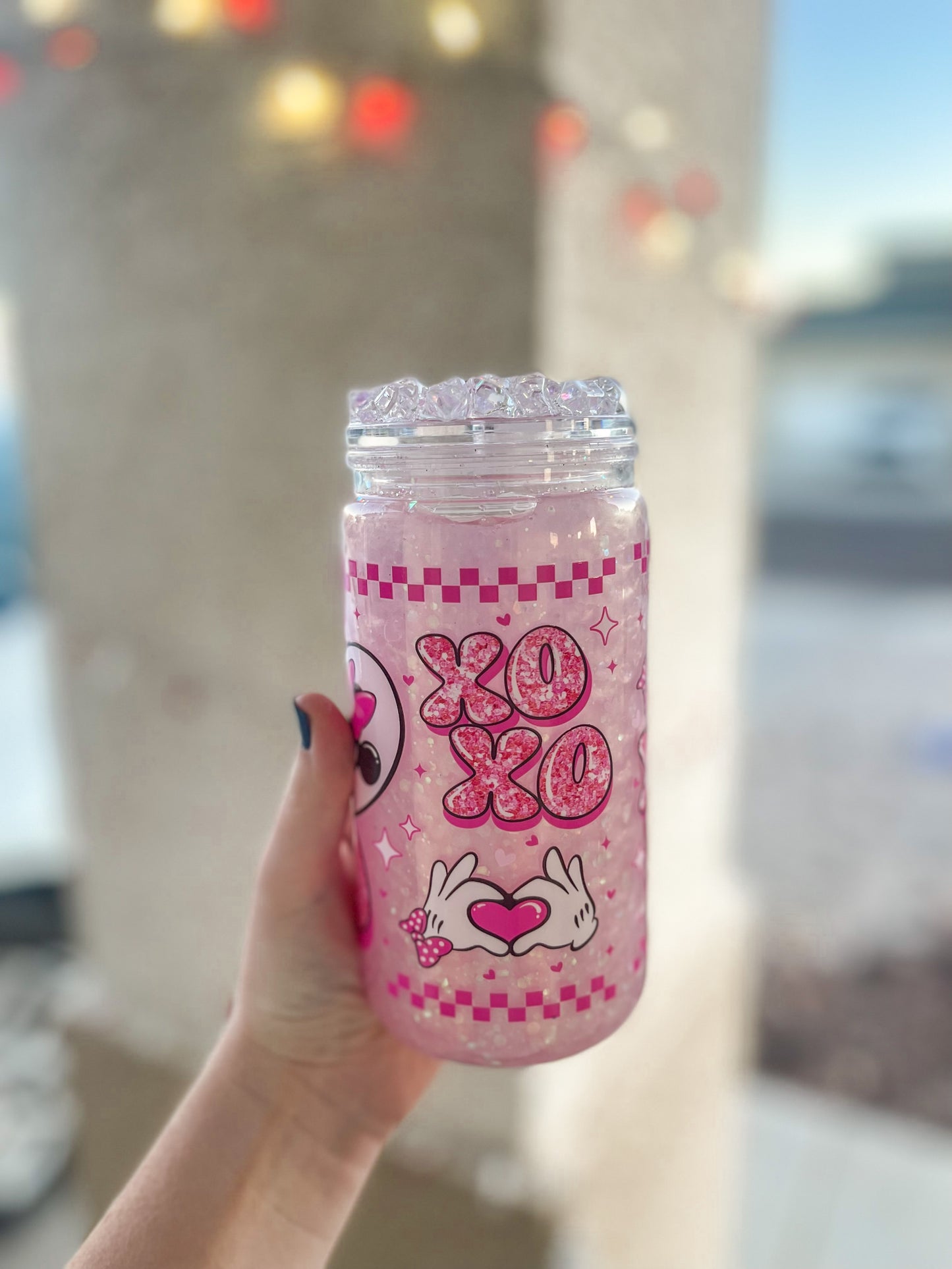 Heart Mouses snow globe tumbler - acrylic