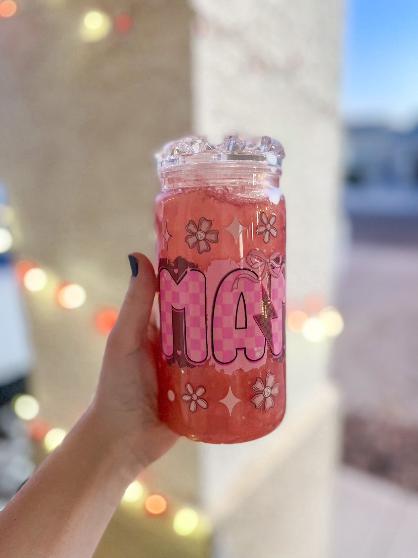 Checkered Mama snow globe tumbler - acrylic