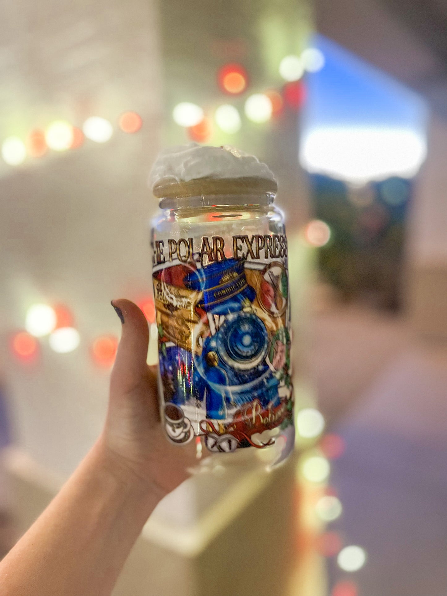 Polar Express (faux whipped cream) regular tumbler - glass