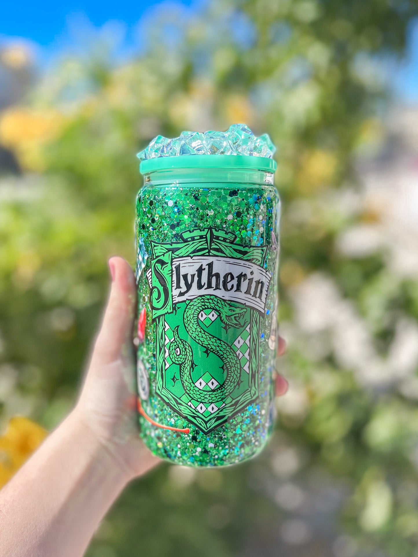 Slytherin snow globe tumbler - glass