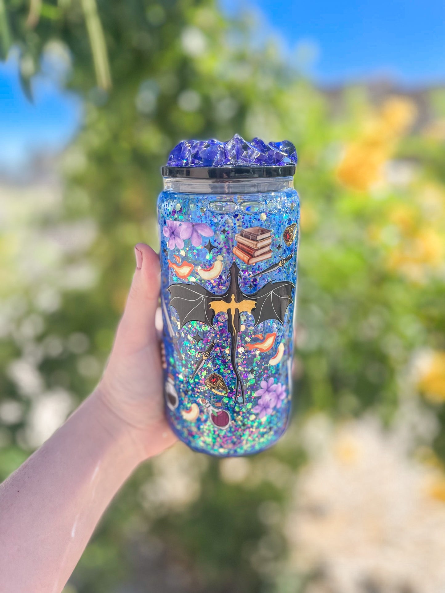 Fourth Wing snow globe tumbler - glass
