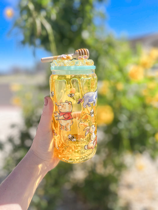 1,000 Acre Friends snow glove tumbler - glass