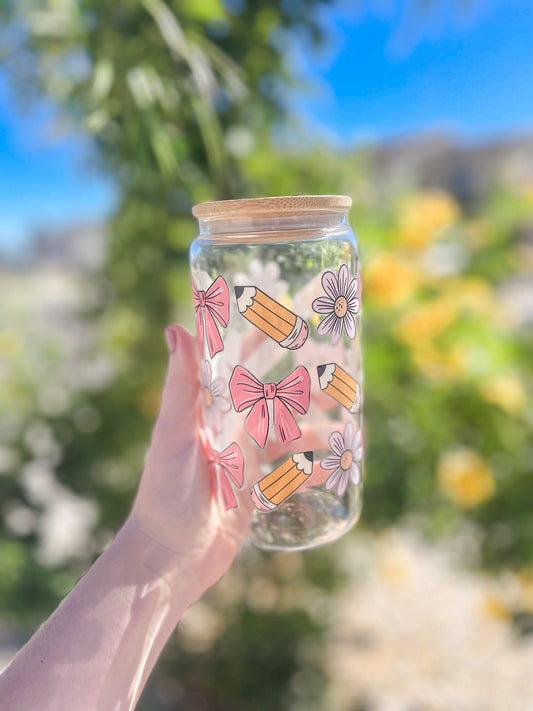 Pencils & Bows tumbler - glass