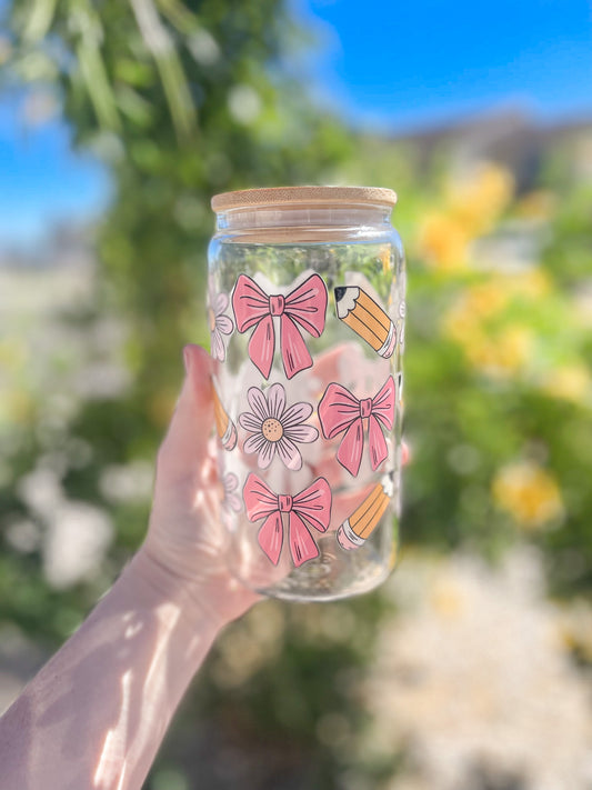 Pencils & Bows tumbler - glass