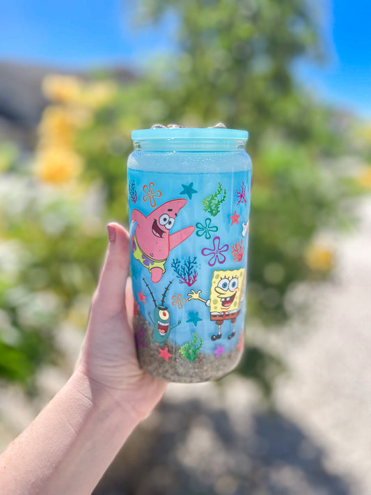 Yellow Sponge snow globe tumbler - glass