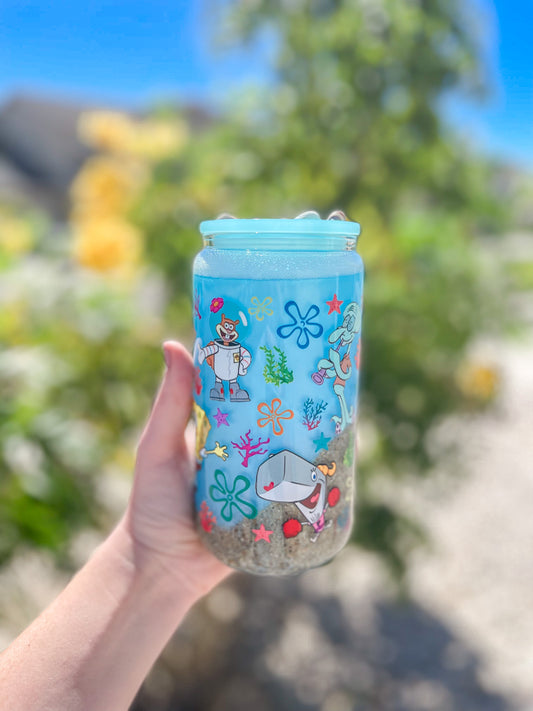 Yellow Sponge snow globe tumbler - glass