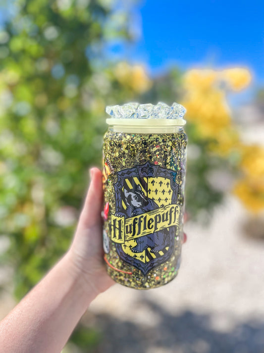 Hufflepuff snow globe tumbler - glass