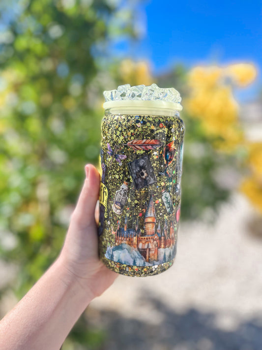 Hufflepuff snow globe tumbler - glass