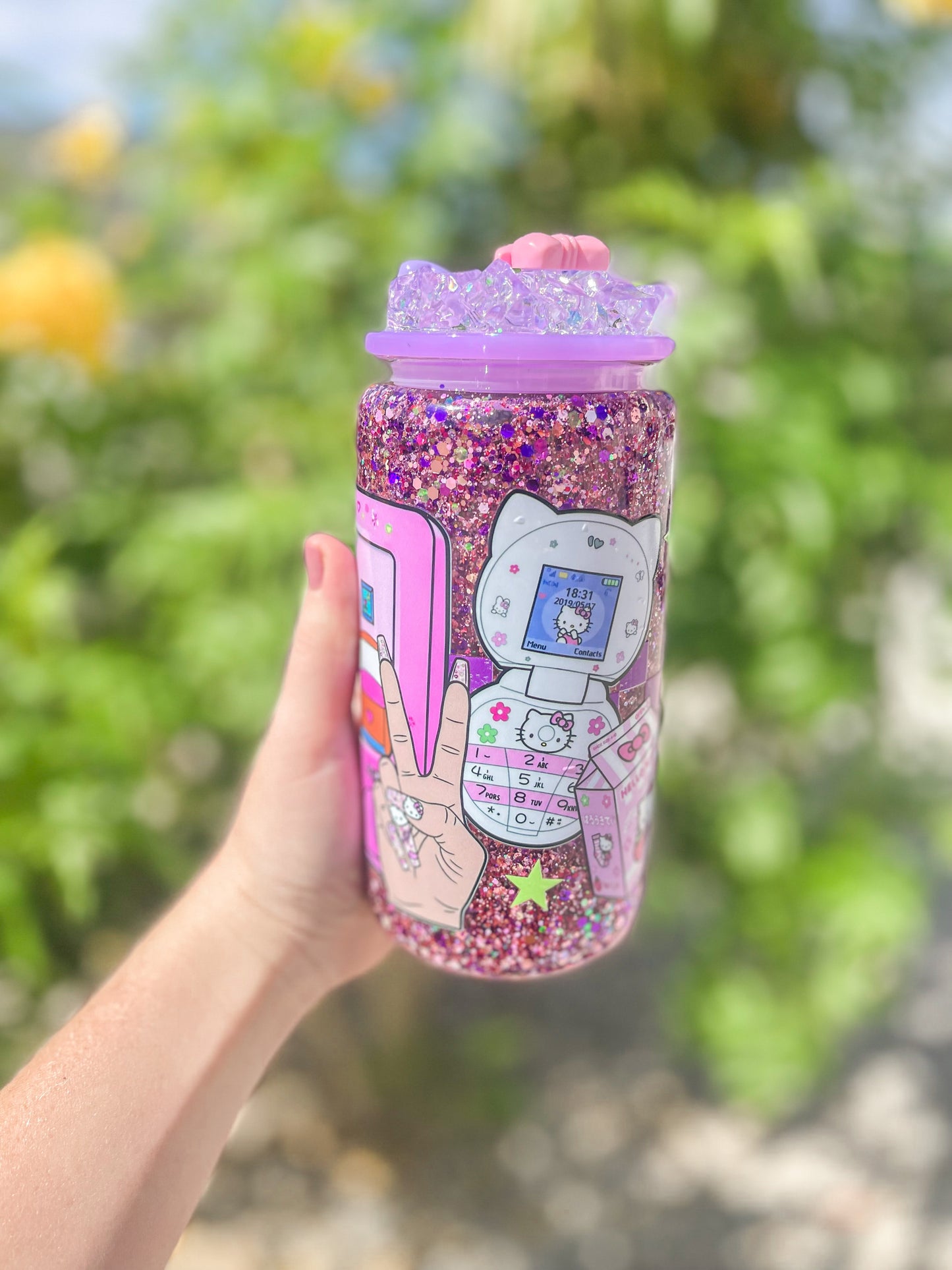 Y2K snow globe tumbler - glass